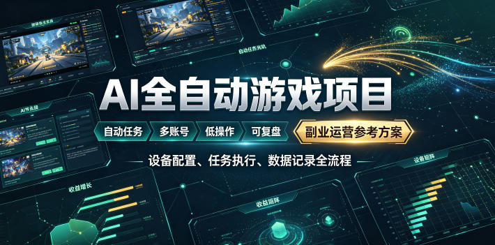 AI全自动游戏躺賺副业：日入几百，稳定运行三年的项目！【揭秘】来宝云总站-闲云创业网-老谢轻创网-中创网-福缘网-冒泡网-资源之家-魔方项目库来宝云总站