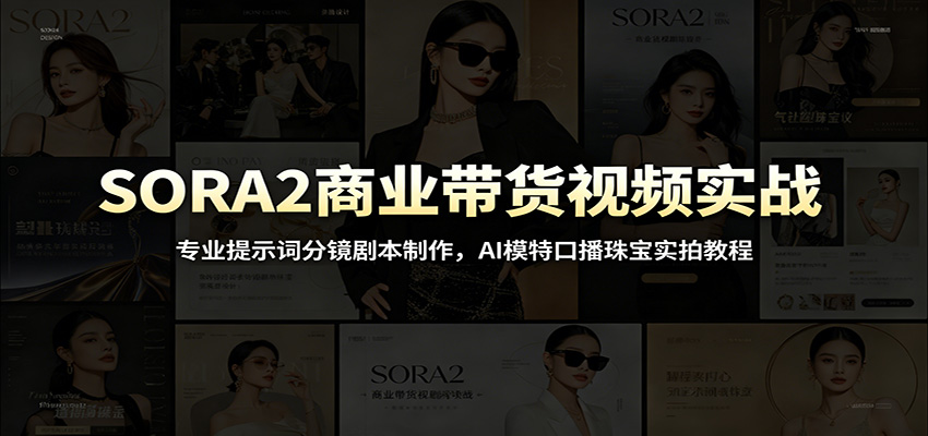 SORA2商业带货视频实战:专业提示词分镜剧本制作,AI模特口播珠宝实拍教程-798资源站