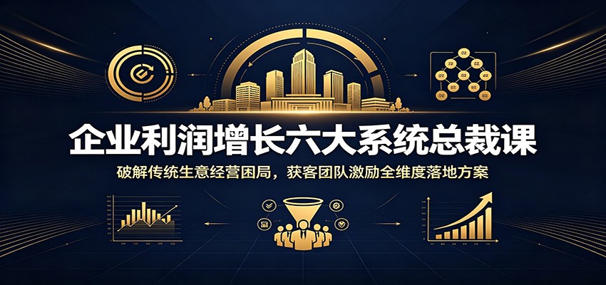 企业利润增长六大系统总裁课：破解传统生意经营困局，获客团队激励全维度落地方案来宝云总站-闲云创业网-老谢轻创网-中创网-福缘网-冒泡网-资源之家-魔方项目库来宝云总站