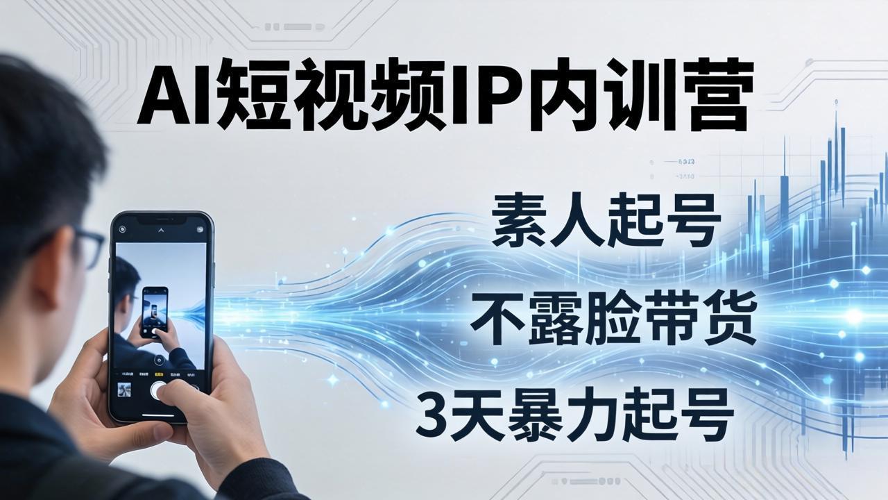 2026AI短视频IP内训营-更新：从素人起号到不露脸带货，3天暴力起号全流程拆解来宝云总站-闲云创业网-老谢轻创网-中创网-福缘网-冒泡网-资源之家-魔方项目库来宝云总站
