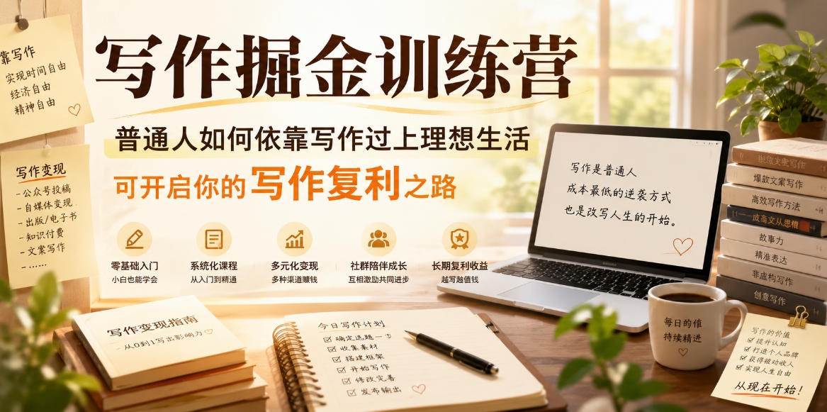 写作掘金训练营,普通人如何依靠写作过上理想生活,可开启你的写作复利之路(更新6月)-798资源站