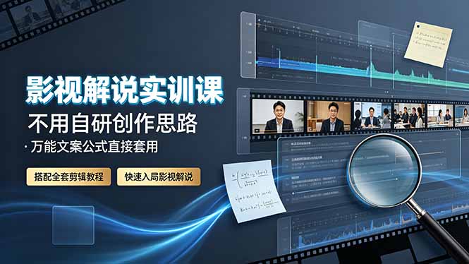 影视解说实训课:不用自研创作思路,万能文案公式直接套用,搭配全套剪辑教程,快速入局影视解说-798资源站