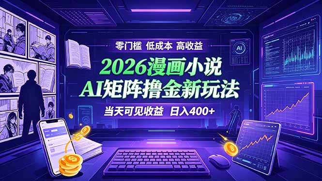 爆款小说漫画大阅读    ai矩阵操作    当天可见收益  日入400+    零门槛    高收益-798资源站