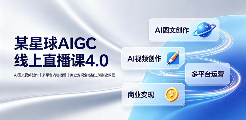 某星球AIGC线上直播课4.0|AI图文视频创作、多平台内容运营、商业变现全链路进阶副业教程-798资源站