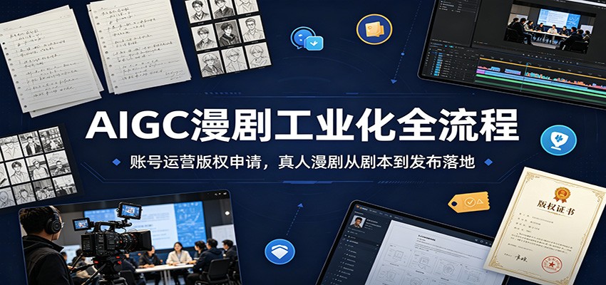 AIGC漫剧工业化全流程:账号运营版权申请,真人漫剧从剧本到发布落地-798资源站