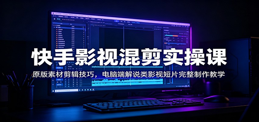 快手影视混剪实操课：原版素材剪辑技巧，电脑端解说类影视短片完整制作教学-798资源站